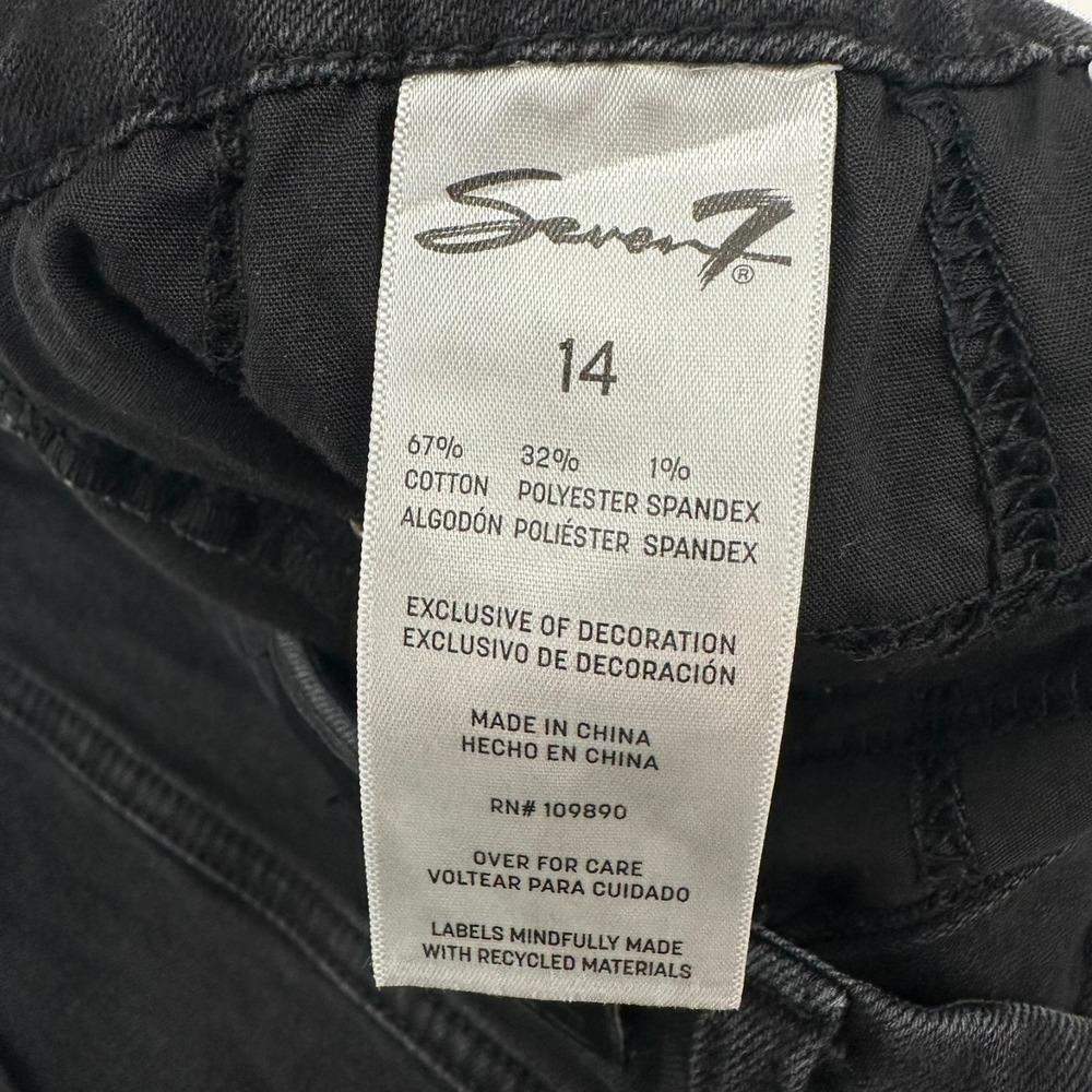 Seven7 Tummyless High Rise Skinny Jeans Womens 14 Black Dark Wash Denim Stretch - Picture 7 of 10